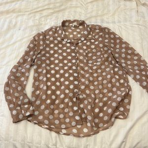 Button down blouse . Polkadot